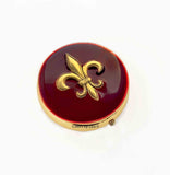 Fleur de Lis Pill Box Inlaid in Hand Painted Glossy Black Enamel Art Deco Inspired Personalized and Color Options