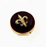 Fleur de Lis Pill Box Inlaid in Hand Painted Glossy Black Enamel Art Deco Inspired Personalized and Color Options