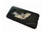 Vampire Bat Galaxy or Iphone Case Inlaid in Hand Painted Glossy Black Enamel Gothic Victorian 360 Degree Case Magnetic Closure