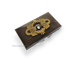 Art Nouveau 7 Day Pill Box Inlaid in Hand Painted Enamel Vintage Inspired Weekly Pill Case with Personalized and Color Options