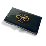 Scorpion 7 Day Pill Box Inlaid in Hand Painted Enamel Art Deco Zodiac Inspired Weekly Pill Case with Personalized and Color Options