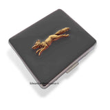 Fox Run Weekly Pill Box with Mirror Woodland Inspired Inlaid in Hand Painted Gray Enamel with Personalized and Custom Color Options