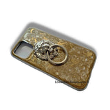 Lion Door Knocker Design Iphone or Galaxy Case Inlaid in Metallic Gold Swirl Enamel Medieval Inspired Phone Cover with Color Options