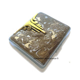 Art Deco Weekly Pill Box with 8 Compartments Inlaid in Hand Painted Gold Swirl Enamel Art Nouveau Design with Personalize and Color Options