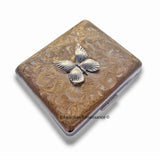 Art Nouveau 8 Day Pill Box Individual Compartments Butterfly in Hand Painted Black with Silver Splash Enamel Personalize and Color Option