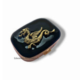 Antique Gold Dragon Inlaid in Hand Painted Black Onyx Glossy Enamel Game of Thrones Inspired Custom Colors and Personalized Options