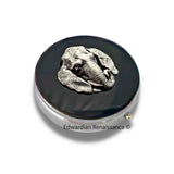 Elephant Pill Box Inlaid in Hand Painted Glossy Black Enamel Vintage Style with Personalized and Color Options
