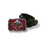 Octopus with Gas Mask Belt Buckle Inlaid in Hand Painted Black Enamel Industrial Victorian Inspired Ornate Buckle with Color Options