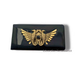 Eagle Money Clip Inlaid in Hand Painted Glossy Black Enamel Egyptian Art Deco Design with Personalized and Color Options Available