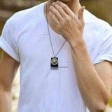 Lion Locket Inlaid in Hand Painted Glossy Black Enamel Book Style Neoclassic Leo Pill Box Necklace with Personalized and Color Options