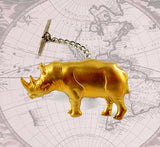 Rhino Tie Pin Victorian Safari Tie Tack Pin with Bar and Chain Rhinoceros Vintage Inspired Tie Accent