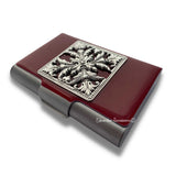 Art Nouveau Business Card Case Large Capacity in Ox Blood Opaque Enamel Filigree Design with Color and Personalized Options