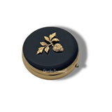 Strawberry Pill Box Inlaid in Hand Painted Black Enamel Art Deco Berry Design Round Pill Case Personalize and Color Options