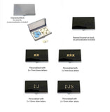 Acanthus Pill Box Inlaid in Hand Painted Black Enamel Neoclassic Style with Colors and Personalized Options