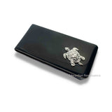 Sea Turtle Money Clip Inlaid in Hand Painted Glossy Black Enamel Tiki Goth Inspired with Personalized and Color Options