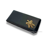 Sea Turtle Money Clip Inlaid in Hand Painted Glossy Black Enamel Tiki Goth Inspired with Personalized and Color Options