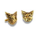 Antique Gold Fox Head Cufflinks Art Deco Inspired Vintage Style Men's Accessories with Tie Pin and Tie Clip Set Options