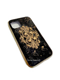 Baroque Phone Case for Galaxy or Iphone Embellished on Hand Painted Glossy Black with Gold Swirl Enamel 360 Phone Cover with Color Options