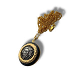 Medusa Locket in Hand Painted Black Enamel Ancient Mythical Medallion Necklace with Personalized and Color Options Available