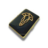 Gold Art Nouveau Cigarette Case in Hand Painted Black Enamel Calla Lily Inspired with Custom Engraving and Color Options