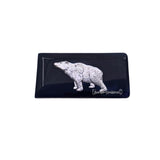 Antique Silver Bear Money Clip Inlaid in Hand Painted Glossy Black Enamel Wildlife Inspired with Personalized and Color Options