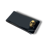 Antique Gold Skull Money Clip Inlaid in Hand Painted  Black Enamel Gothic Victorian Inspired with Personalized and Color Options Available