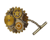 Tie Pin Steampunk Gear and Cog Tie Tac Neo Victorian Mixed Metals Embellished with Repurposed Watch Parts
