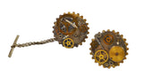 Tie Pin Steampunk Gear and Cog Tie Tac Neo Victorian Mixed Metals Embellished with Repurposed Watch Parts