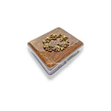 Antique Gold Flowers Pill Box with 8 Individual Compartments Inlaid in Hand Painted Bronze Enamel Vintage Style Personalize and Color Option