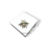 Silver Bee Pill Box Inlaid in Hand Painted Black Enamel Neo Victorian Insect Design with Personalize and Color Options