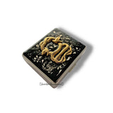 Antique Gold Snake Pill Box with 8 Compartments Gothic Serpent Motif Inlaid in Black Ink Swirl Enamel with Personalized and Color Options