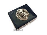 Lion Head Pill Box with 8 Compartments Inlaid in Hand Painted Black Enamel Leo Style with Colors and Personalized Options