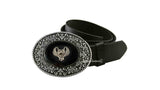 Vampire Belt Buckle Inlaid in Hand Painted Glossy Black Enamel Gothic Victorian Bat Design Metal Buckle with Color Options