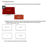 Rhino Card Case Inlaid in Hand Painted Red Enamel Neo Victorian Rhinoceros Case with Colors and Personalized Option