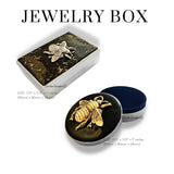 Queen Bee Jewelry Box Inlaid in Hand Painted Black Enamel Art Deco Insect Vintage Style with Personalized and Color Options