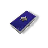 Silver Turtle Pill Box Inlaid in Hand Painted Cobalt Enamel Art Deco Style Snake Personalized and Color Options