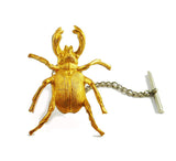 Rhino BeetleTie Pin Gothic Victorioan Insect Tie Tack Pin with Both Bar and Chain and Regular Clutch Back Vintage Inspired Tie Accent