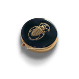 Antique Gold Scarab Pill Box Inlaid in Hand Painted Ox Blood Enamel Vintage Style Egyptian Beetle Design with Personalized and Color Options
