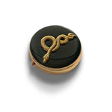 Antique Gold Serpent Pill Case Inlaid in Hand Painted Black Enamel Vintage Style Snake with Personalize and Color Options