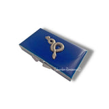 Antique Silver Snake Pill Box for 7 Sections Inlaid in Hand Painted Cobalt Blue Enamel Art Deco Serpent with Personalized and Color Options
