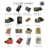 Neoclassic Credit Card Wallet Hand Painted Bronze with Gold Swirl Enamel Moorish Style RFID Blocker Case with Personalize and Color Options