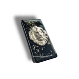 Silver Lion Money Clip Inlaid in Hand Painted Black Ink Swirl Enamel Neo Victorian Vintage Style Leo with Personalized and Color Options