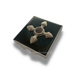 Antique Silver Cross Pill Box Inlaid in Hand Painted Black Enamel Art Deco Inspired with Personalized Options Available