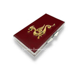 Antique Gold Dragon Pill Box with 7 Day Slots Inlaid in Hand Painted Ox Blood Enamel Medieval Inspired with Personalized and Color Options