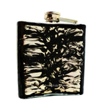 Octopus Hip Flask in Oxidized Brass Inlaid in Hand Painted Black Liquid Ink Design Neo Victorian Kraken with Personalized Engraving Options