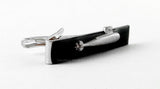 Tie Clip Vintage Antique Silver Submarine Inlaid in Black Enamel on Chrome Plated Tieclip Neck Tie Bar Accent