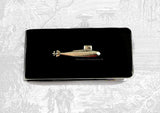 Submarine Money Clip Nautical Inspired Inlaid in Black Enamel on Silver Plated Clip with Personalzied and Color Options