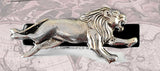 Running Lion Tie Clip Inlaid in Hand Painted Glossy Black Onyx Enamel Safari Inspired Vintage Style Leo Neck Tie Bar Accent