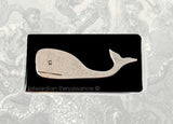 Antique SIlver Whale Money Clip Inlaid in Hand Painted Black Enamel Neo Victorian Nautical Moby Dick Custom Colors and Personalized Options