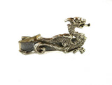 Dragon Tie Clip inlaid in Metallic Silver Enamel Game of Thrones Inspired Tie Accent with Color Options Available